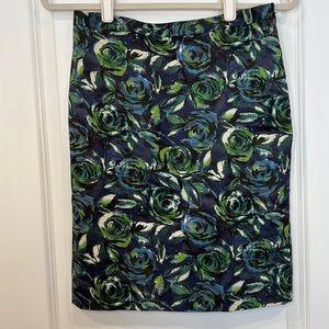 Ann Taylor Loft - navy, green, cream pencil skirt